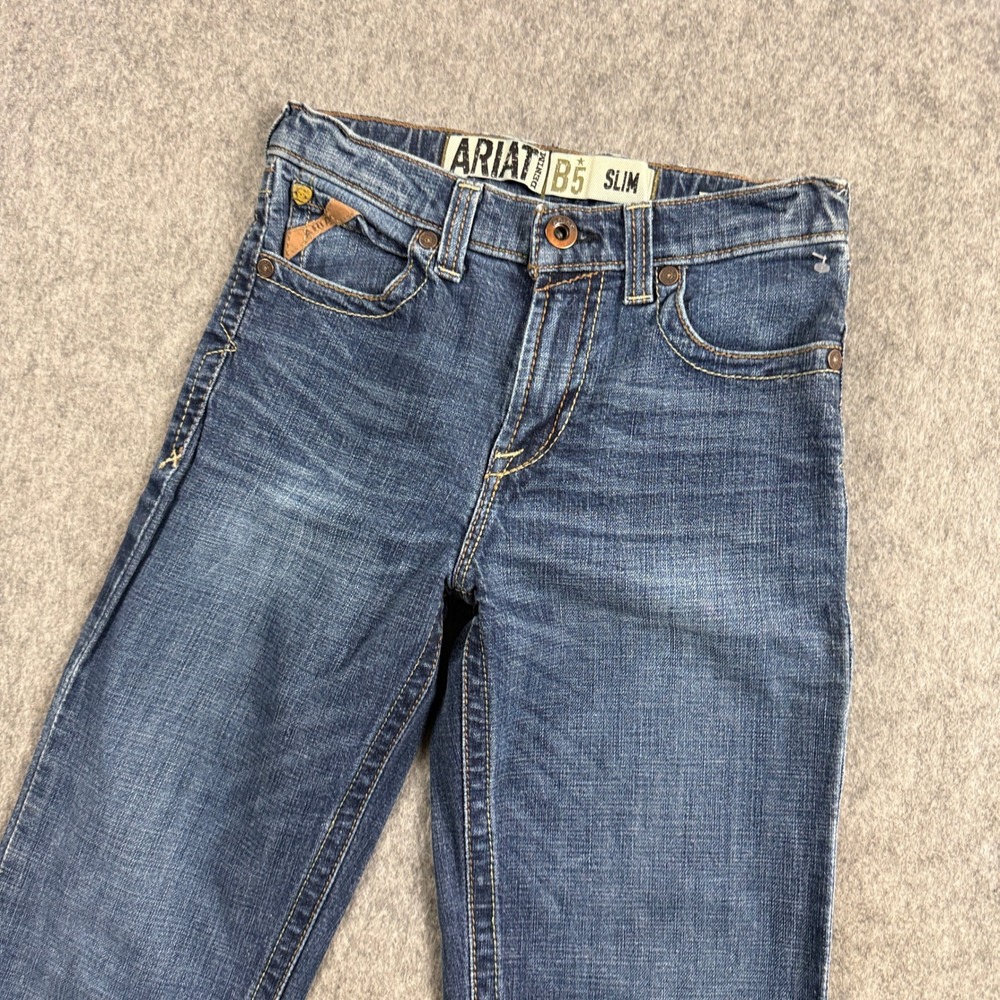 Ariat Denim B5 Slim Boys Jeans Size 14 Western Cowboy Straight Leg Medium Wash
